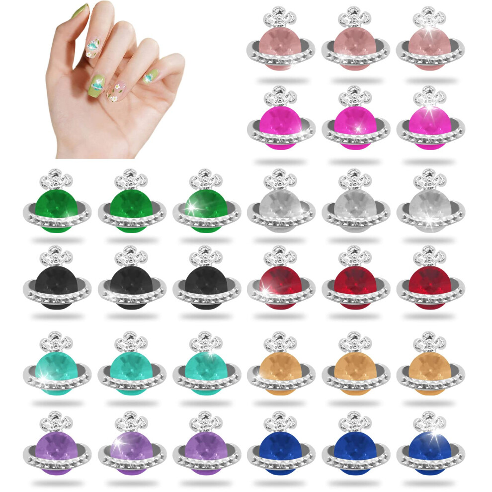 30pcs 3D Planet Nail Art Charms Saturn Design Acrylic Decorations 10 Colors for DIY Crafts