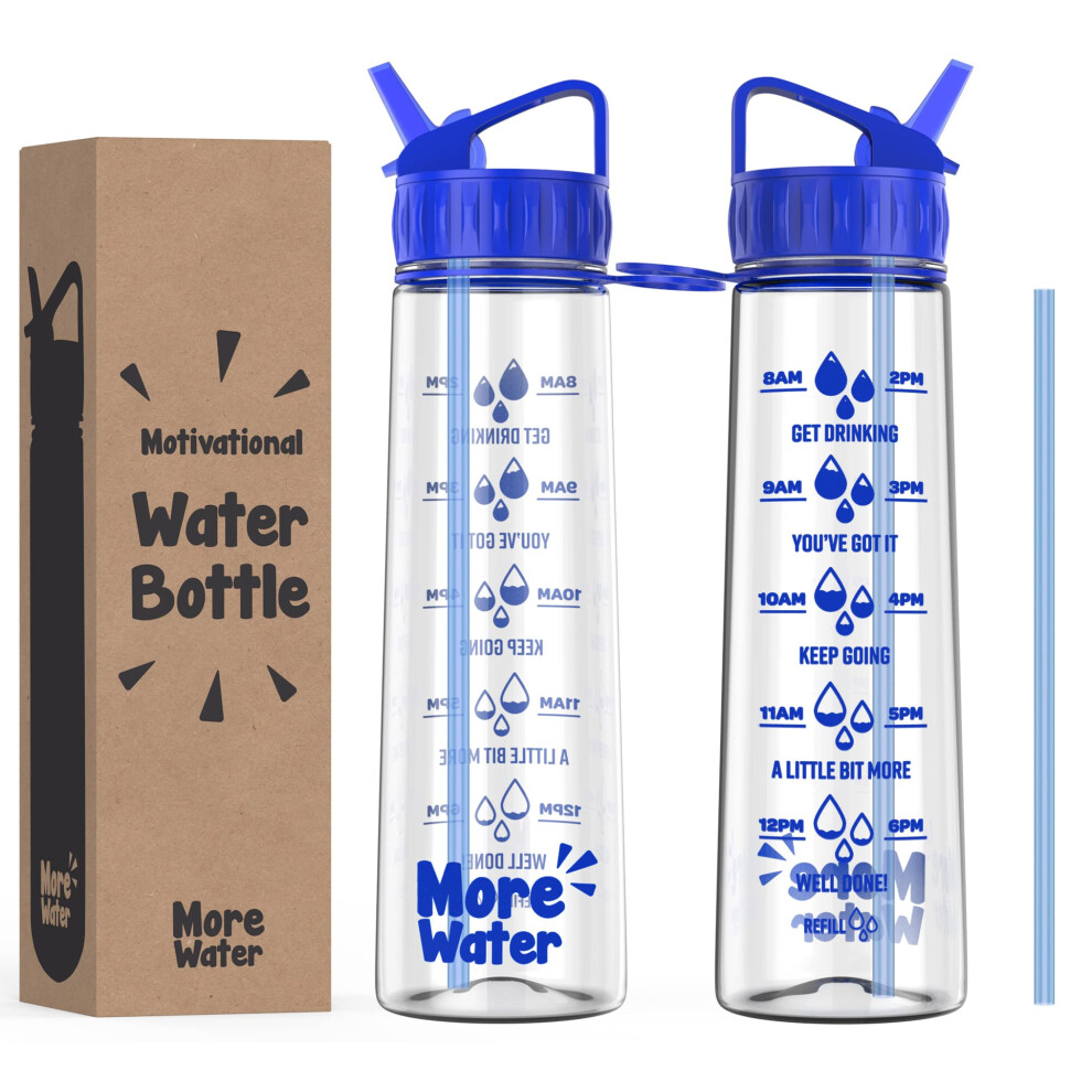 More Water Bottle With Straw Motivational Time Markings 900Ml Drinking Tra