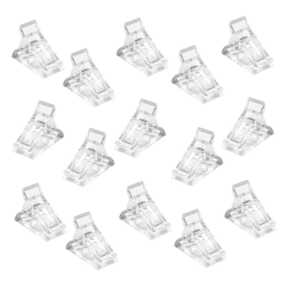 15pcs Transparent Nail Tip Clamps for Gel Nails, Reusable Professional Nail Art Clips