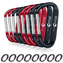 Rhino Produxs Lightweight duty Snap Carabiner Clips with Keyrings D Ring Sh