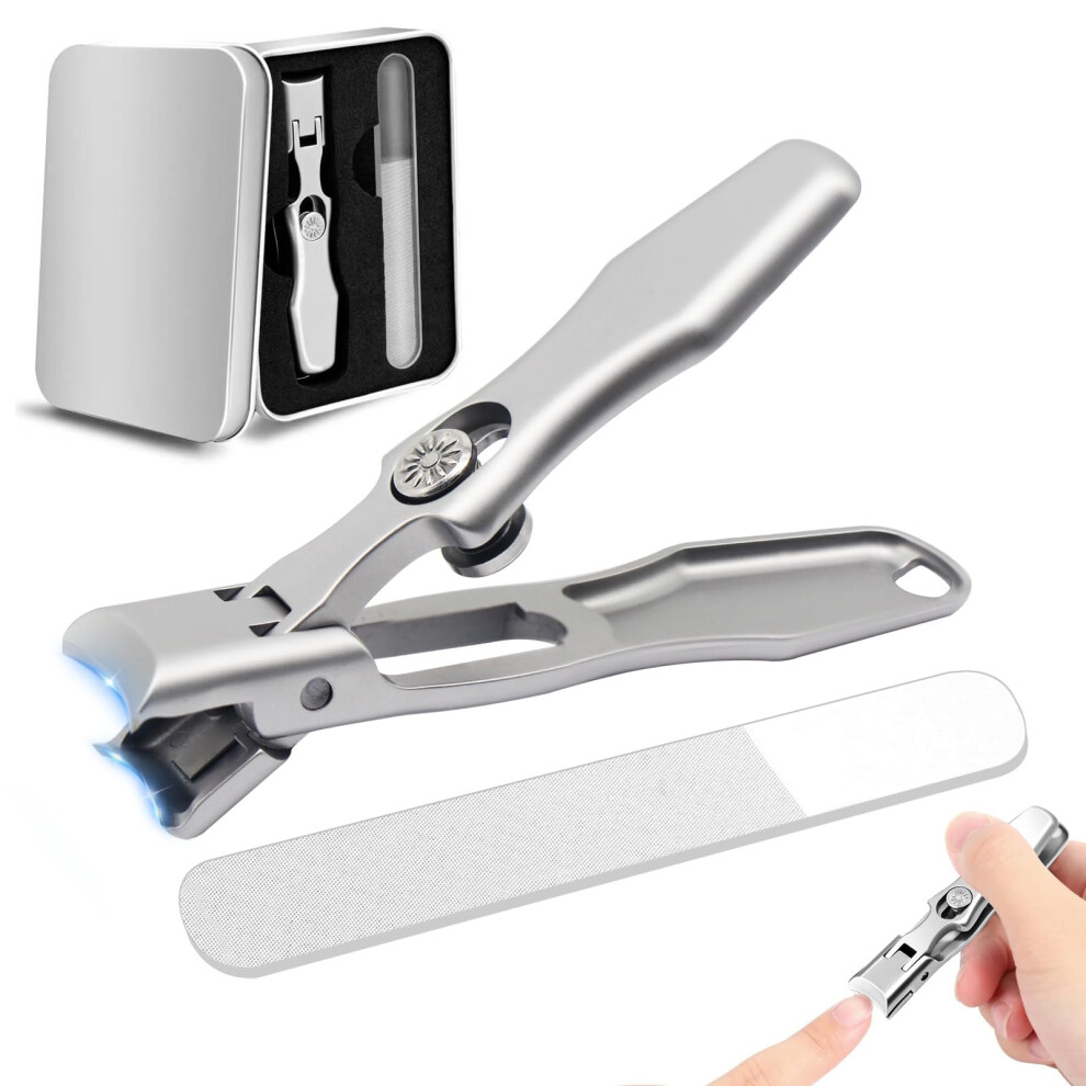 Large Stainless Steel Toenail Clippers, Wide Jaw Nail Clippers for Thick Nails with Nail File