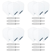 Harrows Darts 4 x Sets of Dimplex Dart Stems and Dimplex Dart Flights 12 Dart Shafts 12 Darts Flights in Total Medium Short Black White White Sh