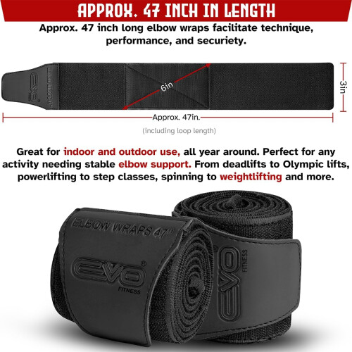 EVO Fitness Elbow Support Wraps 47 – Compression Straps for Weightlifting G 1