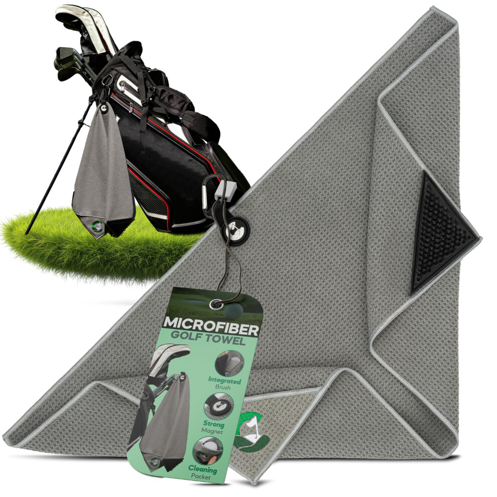 Photos - Golf Caddie Up Microfibre  Towel with Integrated Brush  Ball Cleaner Pouch Pocket Strong Magnetic Attachment and Carabine
