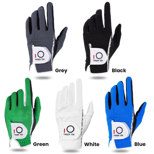 FINGER TEN Golf Gloves Men Left Hand Right Rain Grip Weathersof Value Pack 1