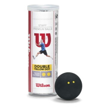 Wilson Staff Squash Balls Extra Slow Competitors Black Double Yellow Dot Tube of 3