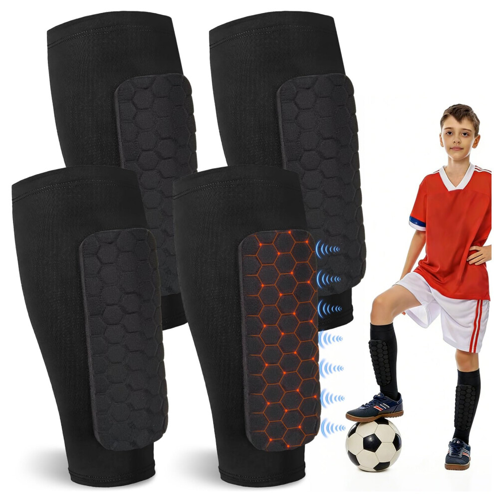 Kutakuta Shin Pads 2 Pair Honeycomb Compression Sleeve Football Shin Guards
