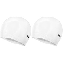 TYR Mens Allseason Swim Cap White Pack of 2