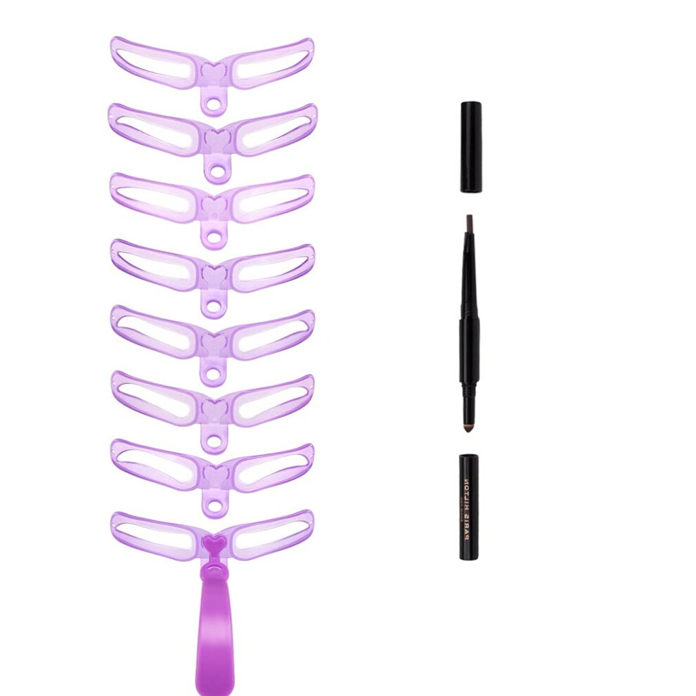 Eyebrow Stencil Kit with Handle and Strap, 8 Shapes Washable Reusable Eyebrow Shaping Template Set