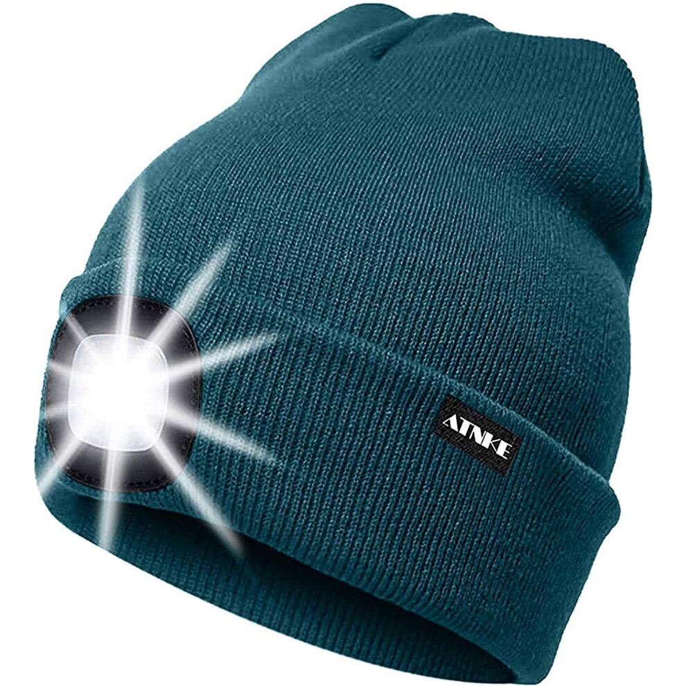 Atnke Led Lighted Beanie Capusb Rechargeable Running Hat Ultra Bright 4 Led