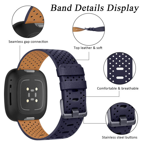 Strap Compatible with Fitbit Versa 3  Fitbit Sense Strap Leather Genuine Le 1