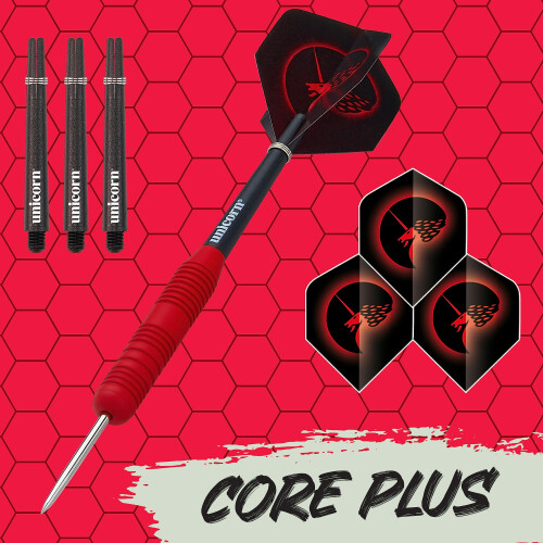 Unicorn Unicorn Steel Tip Darts Set  Core Plus  Smooth Comfortable Rubberised Brass 1