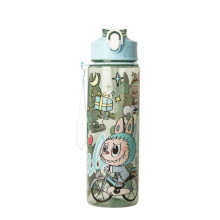 ISABELLA MOON Water Bottle Reusable Kids 520ml PP with Two Lids Leak Proof