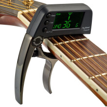 TCapo20 Multifunctional Aluminum Alloy 2-in-1 Guitar Tuner with LCD Screen for Normal Acoustic Folk Electric Guitar Chromatic Bass