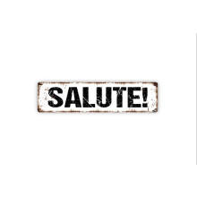 Salute Metal Sign Cheers Kitchen Pub Bar Eatery Rustic Street Metal Sign or Door Name Plate Plaque Size: 4 x 16 Inch