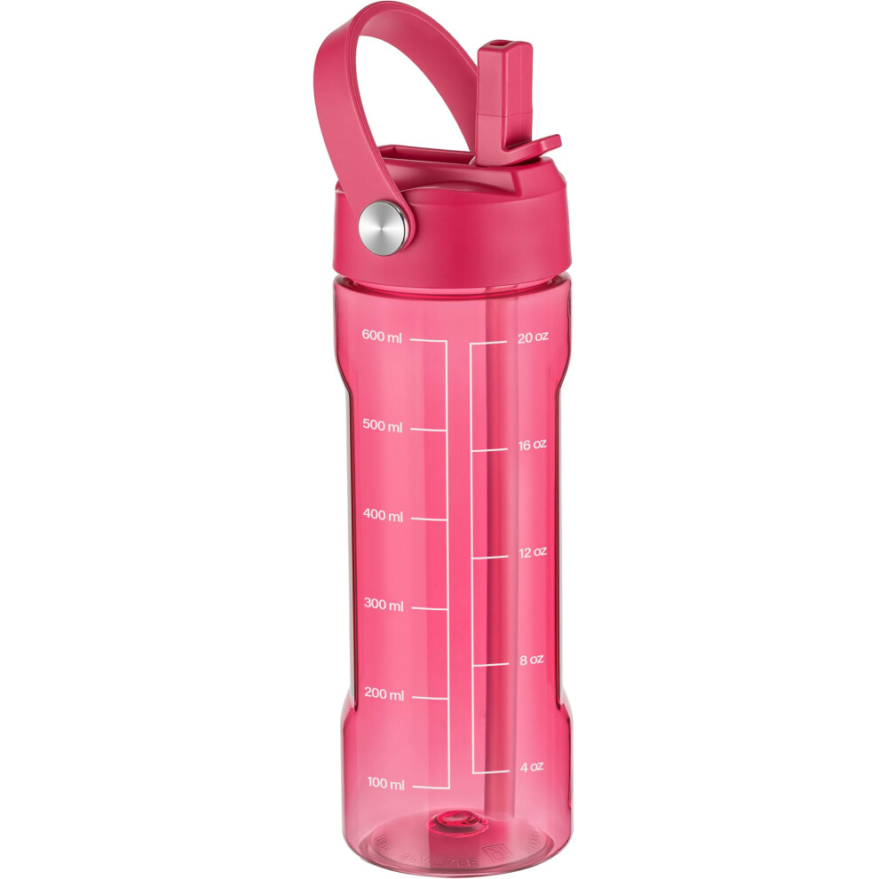 Goppus 600Ml20oz Clear Water Bottle With Straw Tritan Leakproof Drinking Bo