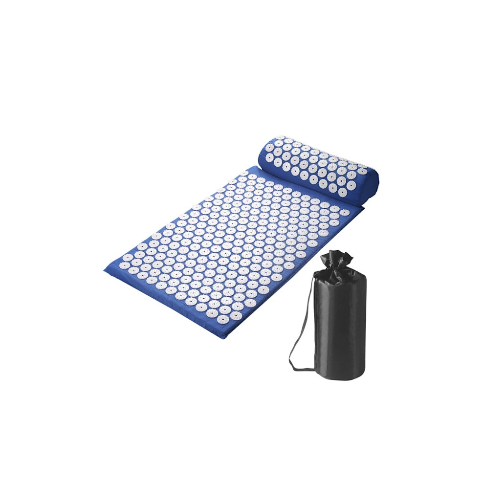 Blue Acupressure Mat And Pillow Set With Bag, Acupuncture Mat For Neck And Back Pain, Muscle Relaxation, Stress Relief, Sciatica Pain Relief Pillow