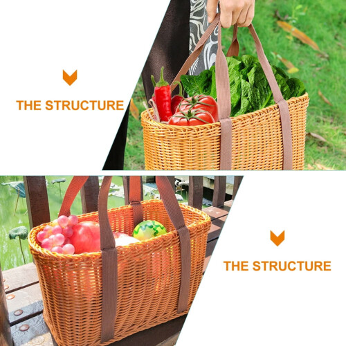 Eease Woven Picnic Basket with Handle for Shopping and Storage 2