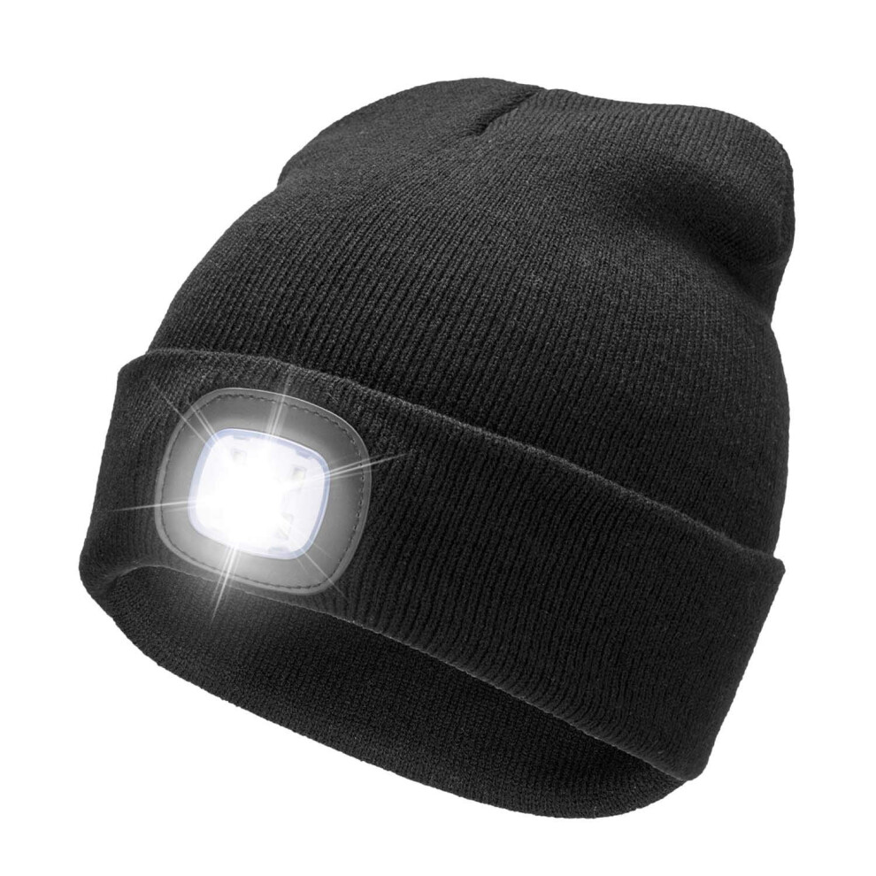 Rfwin Led Lighted Beanie Cap Usb Rechargeable 4 Led Headlamp Unisex Knitted
