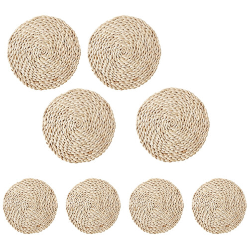 M 8 Pcs Placemats Round Kitchen Beverage Corn Husk Household