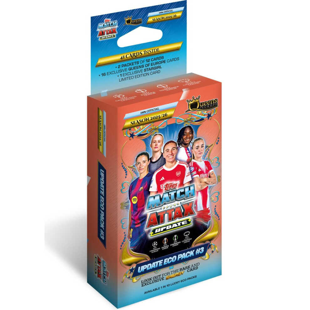 Topps Ucc Match Attax 202526 Update Eco Pack 3 Queens Of Europe Contains