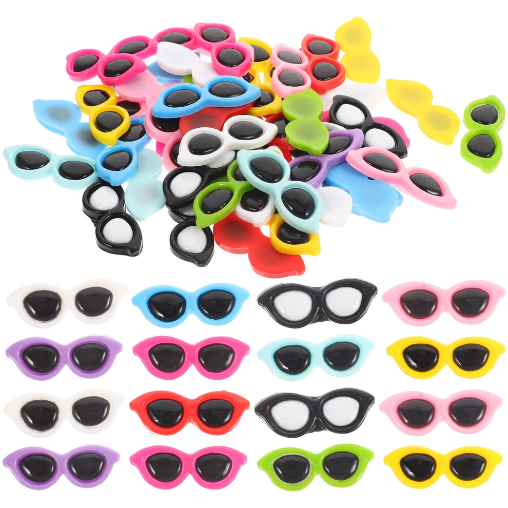 Mizh 50Pcs Glasses Shape Diy Ornament Hairpin Resin Charms Phone Case Decoration 9322103909747