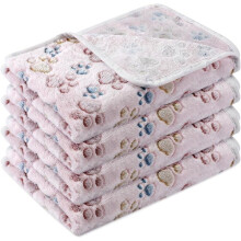 4 PCs Pet Blanket Puppy Blanket Paw Print Woolen Blanket for Small and Medium Sized Pets Dog Cat Warm Soft Mattress Guinea Pig Cage Lining Blanket