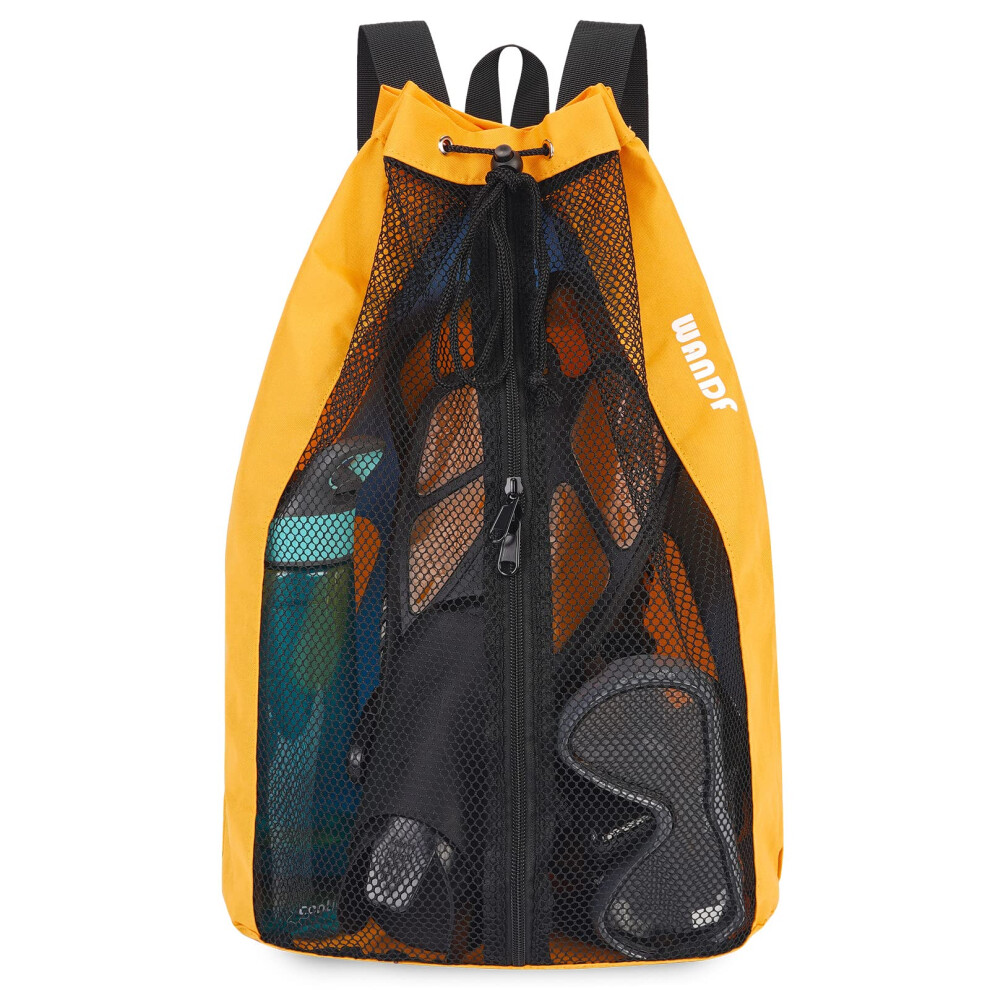 Wandf Swim Bag Mesh Drawstring Backpack Beach Backpack For Swimming Gym And