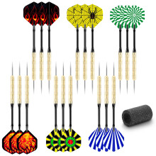 GOFOWRK 18 Pack Steel Tip Darts Premium Aluminum Shafts Professional Metal Darts Set Darts Set for Beginner or Professional with 6 Style PET Flights
