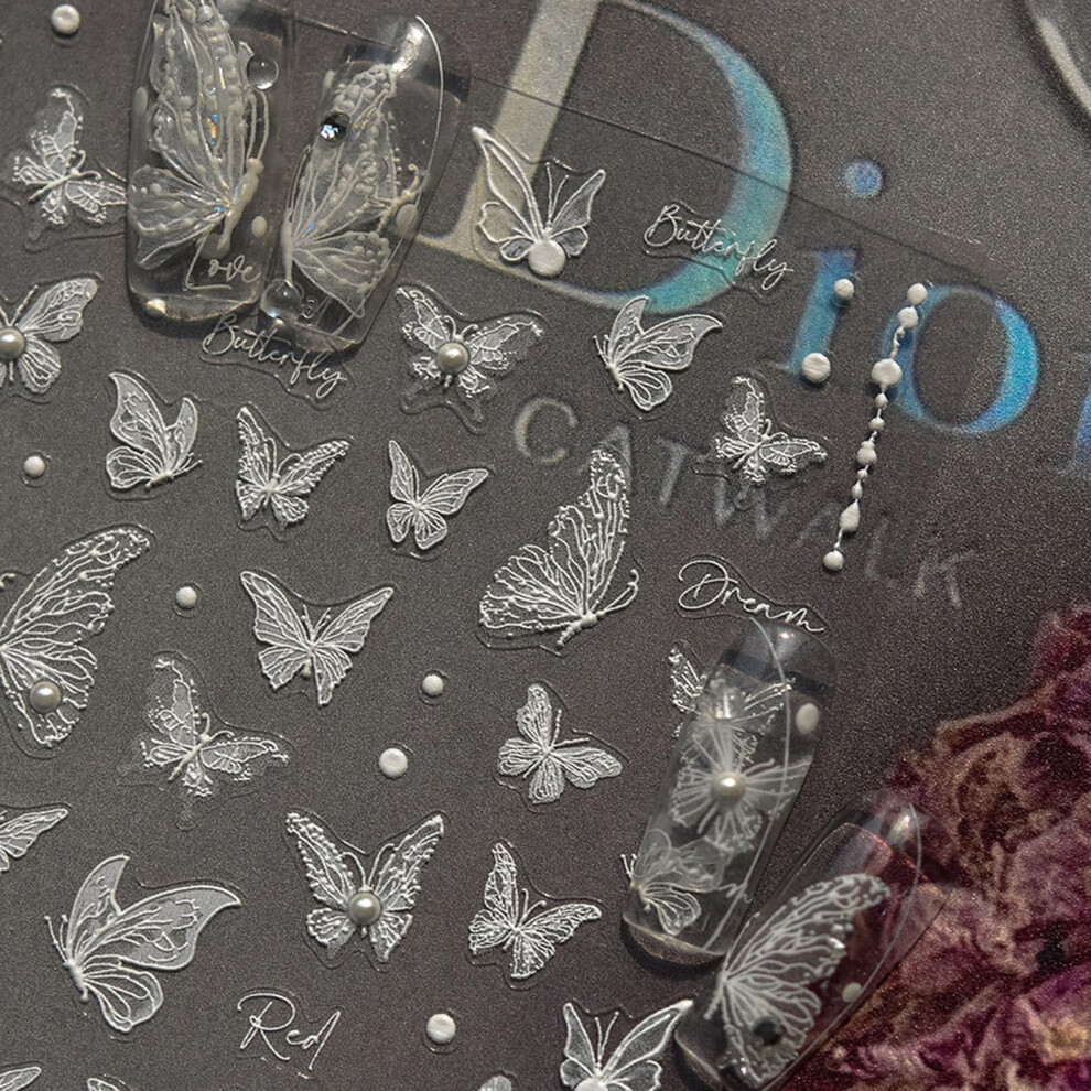 Butterfly Nail Stickers 3D Rhinestone SelfAdhesive Sparkling Nail Art Decals for Summer DIY