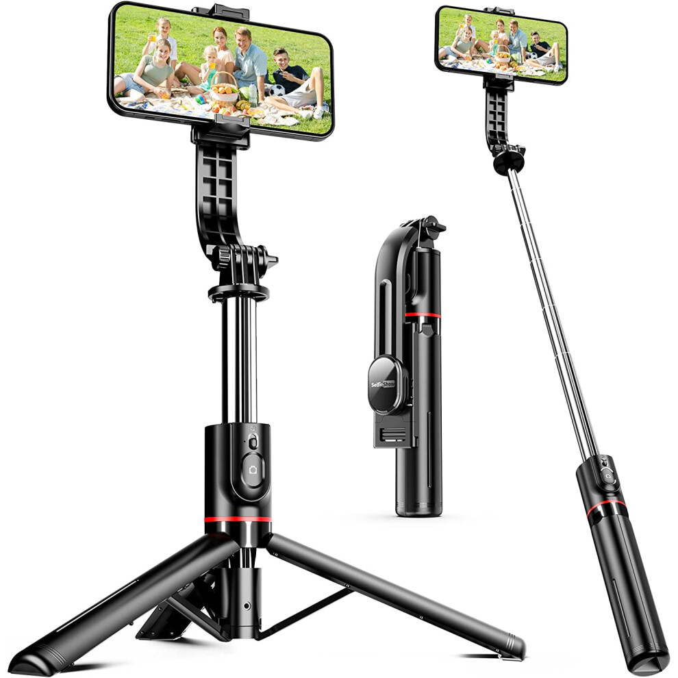 Portable 44 Inch Selfie Stick Phone Tripod With Wireless Remote Extendable Smartphone Tripod Stand 360 Rotation 9191629688401