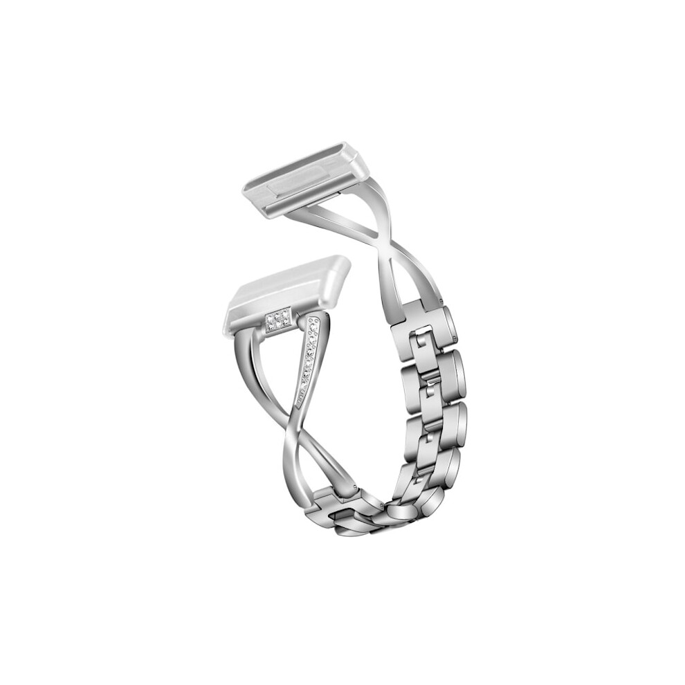 Rhinestone Crystal Bracelet Compatible With Fitbit Versa 3/Sense Silver 9191629689606