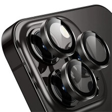 Metal Camera Protector Compatible with iPhone 16 15 11 12 13 14 Pro Max Plus, Diamond Ring Lens Glass, Black