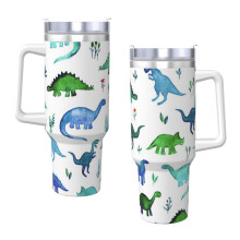 Cute Dinosaur 40oz H2.0 Stainless Steel Vacuum Insulated Tumbler With Lid And Straw For Water, Iced Tea Or Coffee, Smoothie
