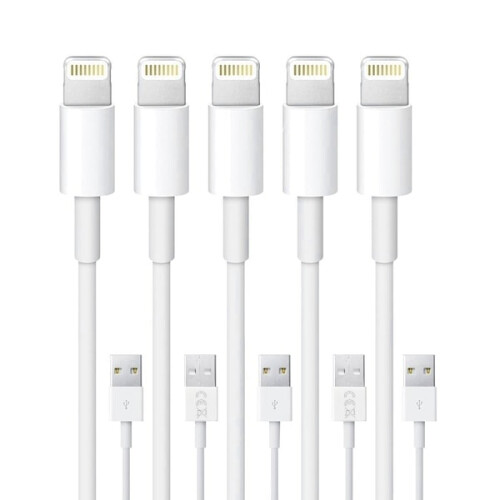 5-pack Lightning Charging Cable for compatible with iPhone 14/13/12/11/Xs/Max/X/8/7/6/5SE - White