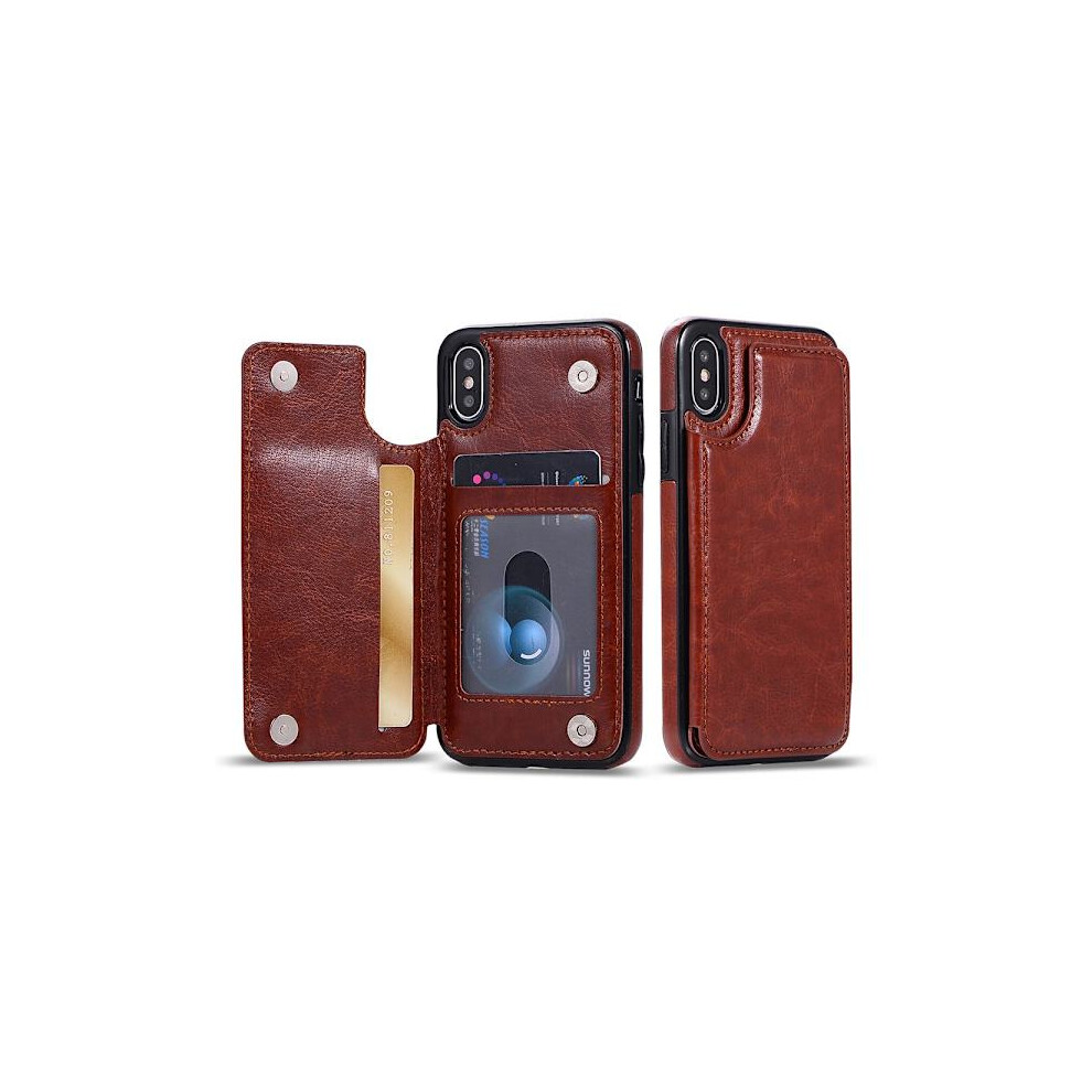 Compatible With Iphone Xs Max - Case With Wallet/Card Slot Brown 9191629689668