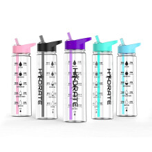 HYDRATE Motivational premium 900ml Straw Water Bottle Daily water intake with Time Markings as reminder BPAFree Leak proof Ideal for hydration at o