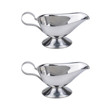 2 Count Sauce Dish Stainless Steel Gravy Boat Non-magnetic Juice Bucket Seasoning Containers