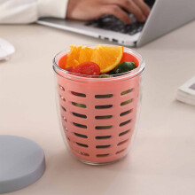 1 Pc Salad Cup with Lids & Fork, Fresh Salad Shaker Container for Lunch, Portable Meal Prep for Vegetables, Fruits, compatible with on-the-go