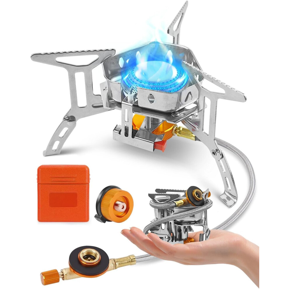 Lorrtta Portable Camping Gas Stove Windproof 3500W Burner With Piezo Ignition Adapt