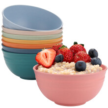 HOMGEN 8PCS Unbreakable Plastic Bowls with Pouch 655ML Reusable Outdoor Camping Dinnerware Colorful Dinner Set for 8 Microwave Dishwasher Safe S