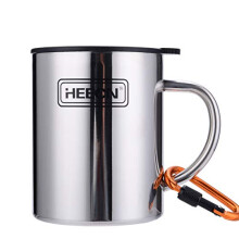 HEECN Camping Mugs  Double Walled Stainless Steel Mug for Hot Drinks with L