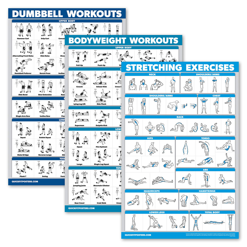 Palace Learning Quickfit 3 Pack – Dumbbell Workouts Bodyweight Exercises Stretching Routi