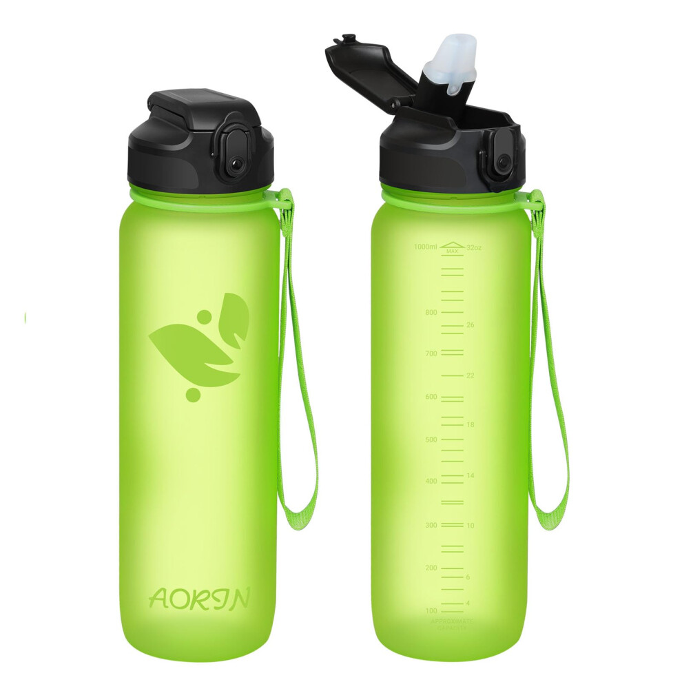 Aorin Water Bottle With Straw 1000Ml Tritan Sports Bottle Bpafree Leakproo
