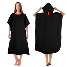 KUOGAS Changing Robe Towel Poncho with Hood for Surfing Swimming Wetsuit ChangingCompact Light WeightBlack 01Medium