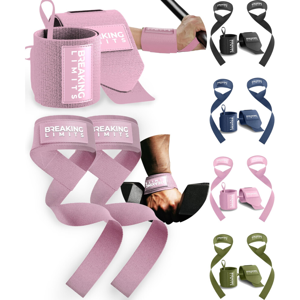 Breaking Limits Gym Straps Weight Lifting Wrist Wraps Bundle – Workout Lift