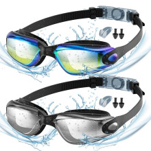 Yomisee Swimming Goggles 2 Pack Swim Goggles with Nose Clip Earplugs Anti