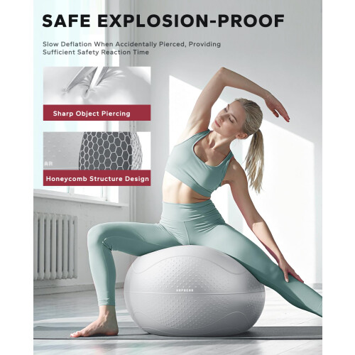HAPBEAR Exercise Ball 5865cm  AntiBurst SlipResistant YogaPilates Ball for 2