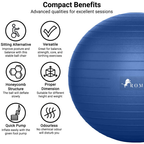 ROMIX Exercise Ball 55cm 65cm 75cm Antiburst Extra Thick Birthing Pregnancy 2