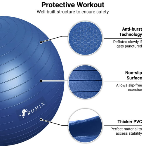 ROMIX Exercise Ball 55cm 65cm 75cm Antiburst Extra Thick Birthing Pregnancy 1